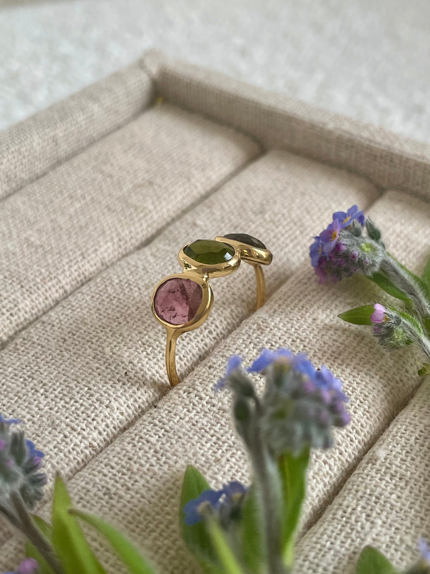 3 Stone Tourmaline Ring