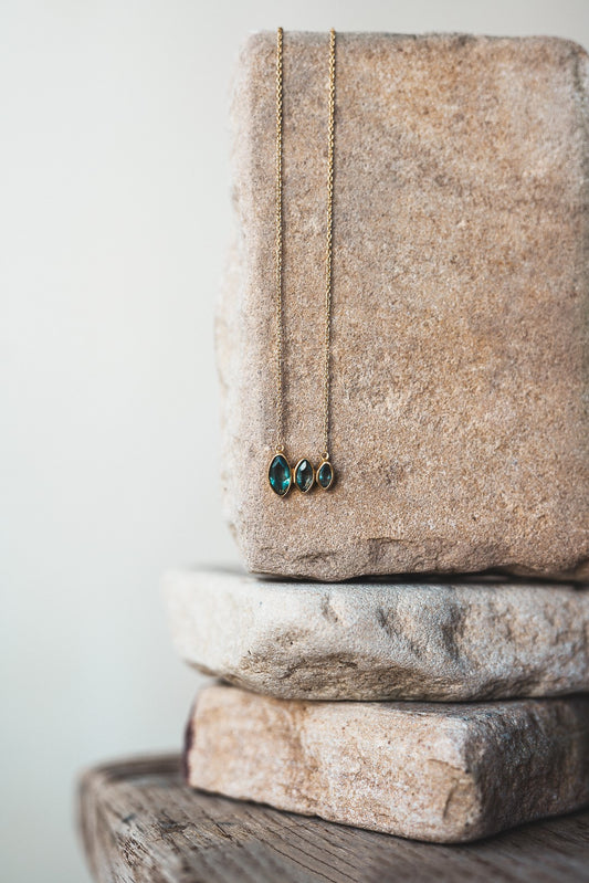 3 Stone Apatite Necklace